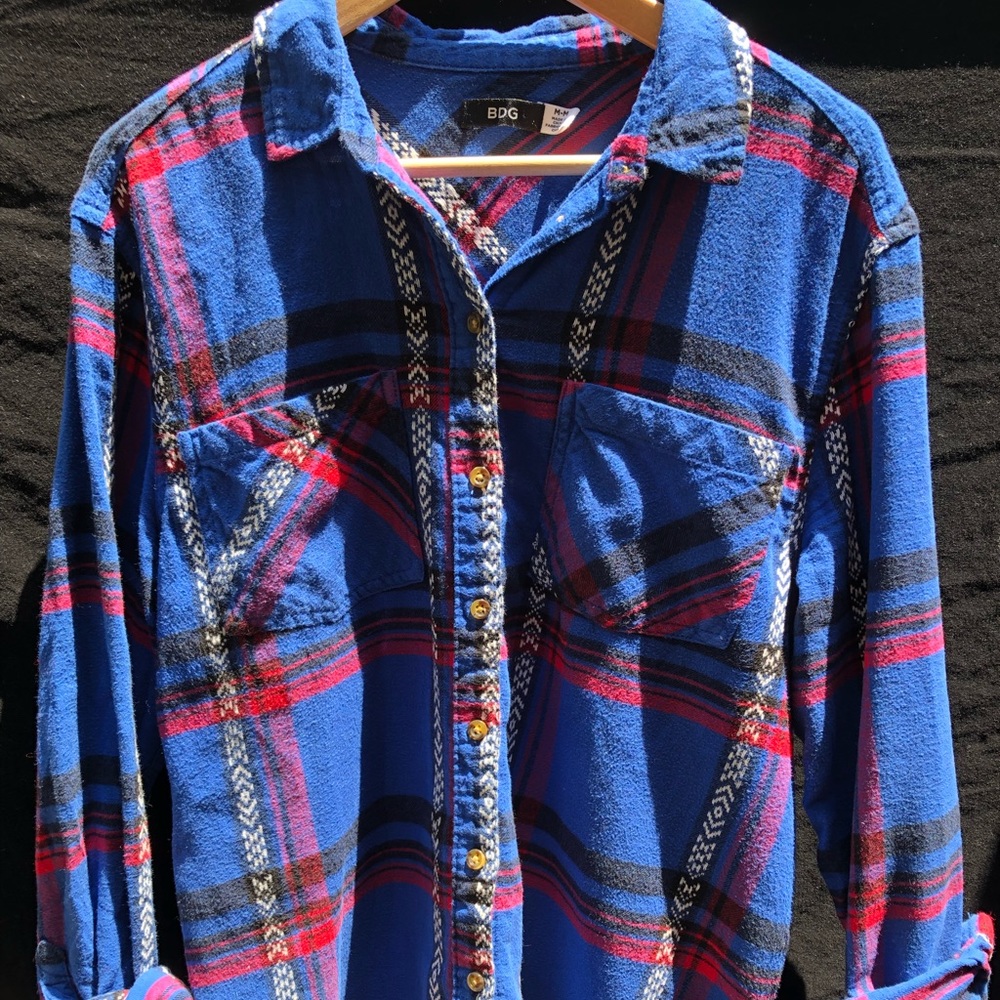 BDG Plaid Button Down Flannel Shirt